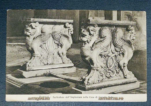 Открытка "Pompei Particolare deii Impluvium nella Casa di Cornelio Rufo" Помпеи Италия Нач. ХХ века №6534